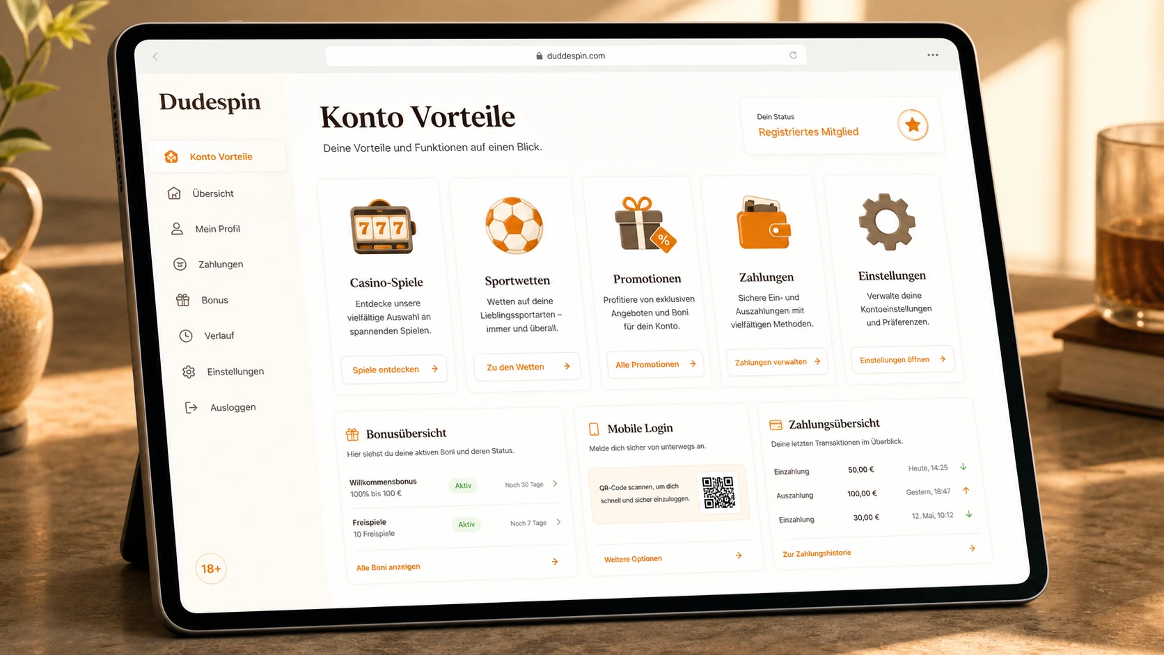 Vorteile eines registrierten Dudespin Kontos