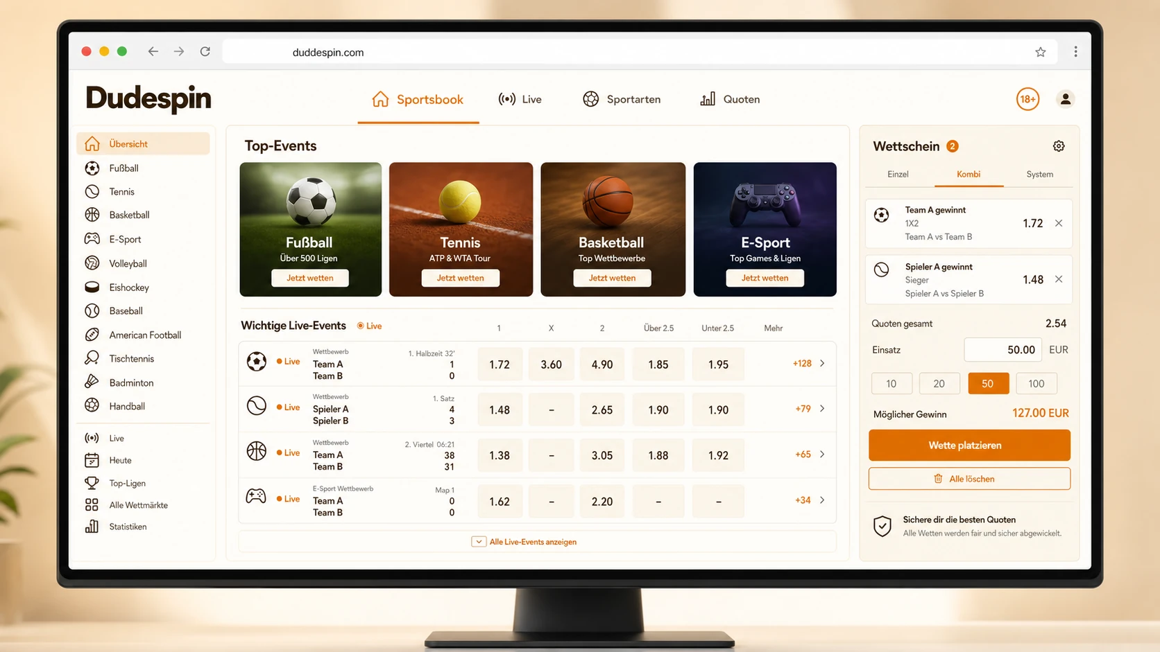 Was bietet das Dudespin Sportsbook?